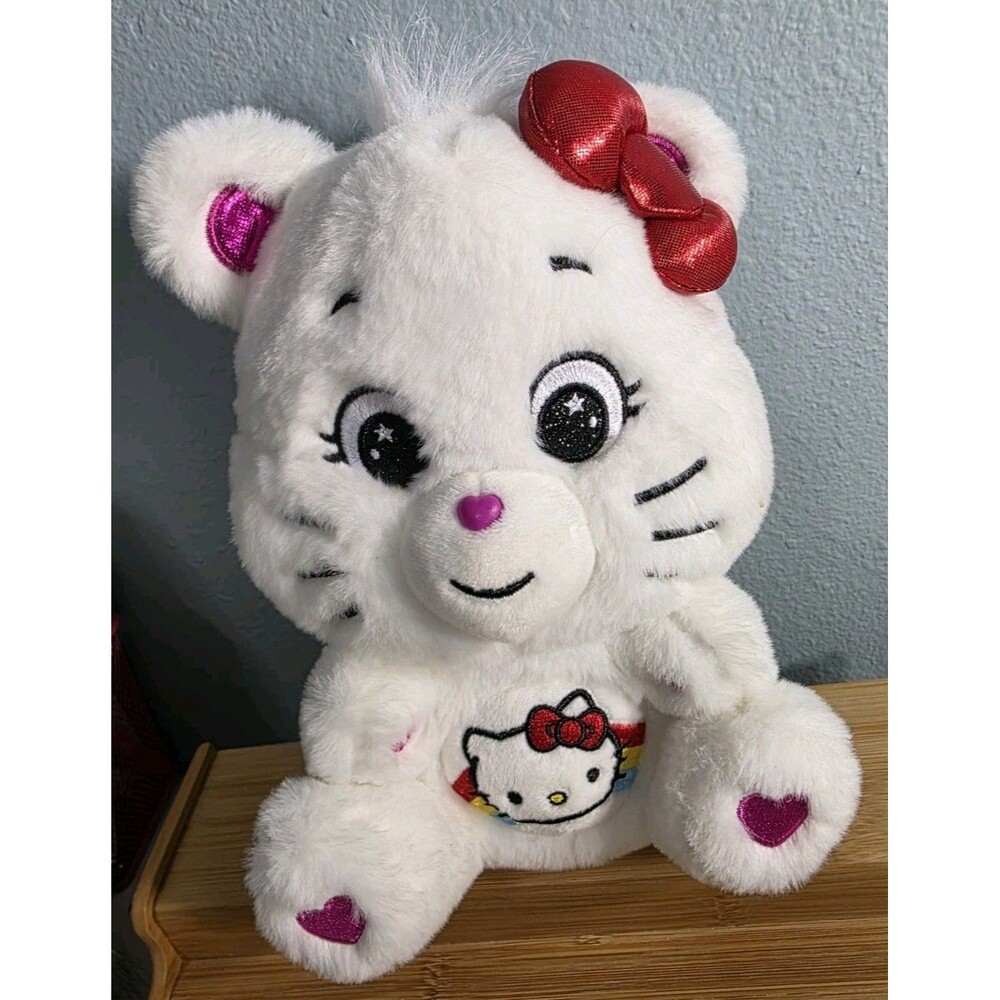 Sanrio x Care Bears Hello Kitty Loves Cheer Bear 10" Special Edition White Plush